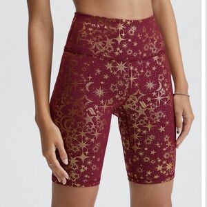 Fabletics Define Powerhold High Waisted 9” Bike Short Celestial Stars Size Small